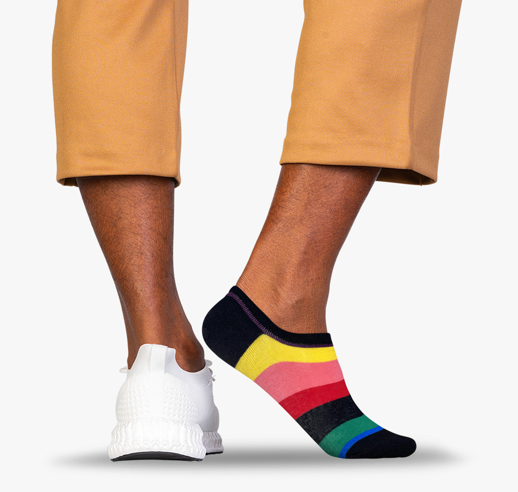 Bunt gestreifte Fuesslinge Socken die nicht rutschen fuer Herren