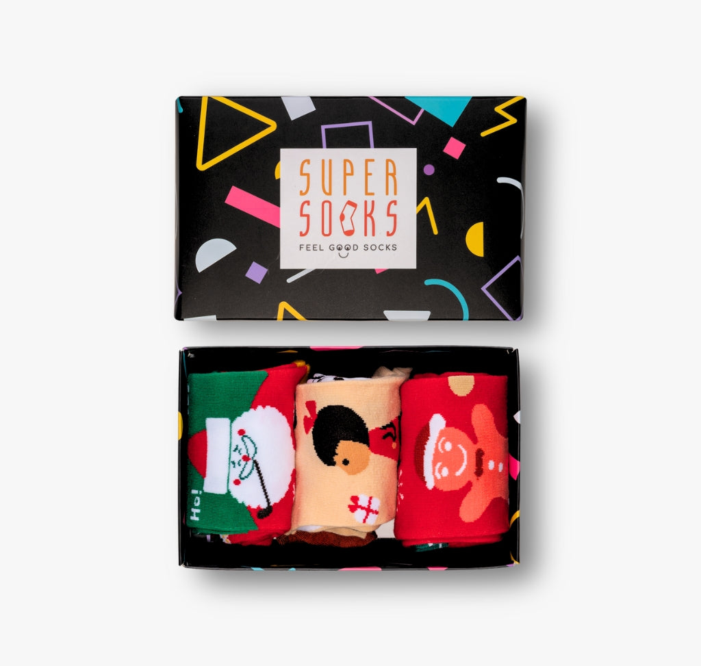 Geschenkset mit Weihnachtsocken fuer Damen Herren
