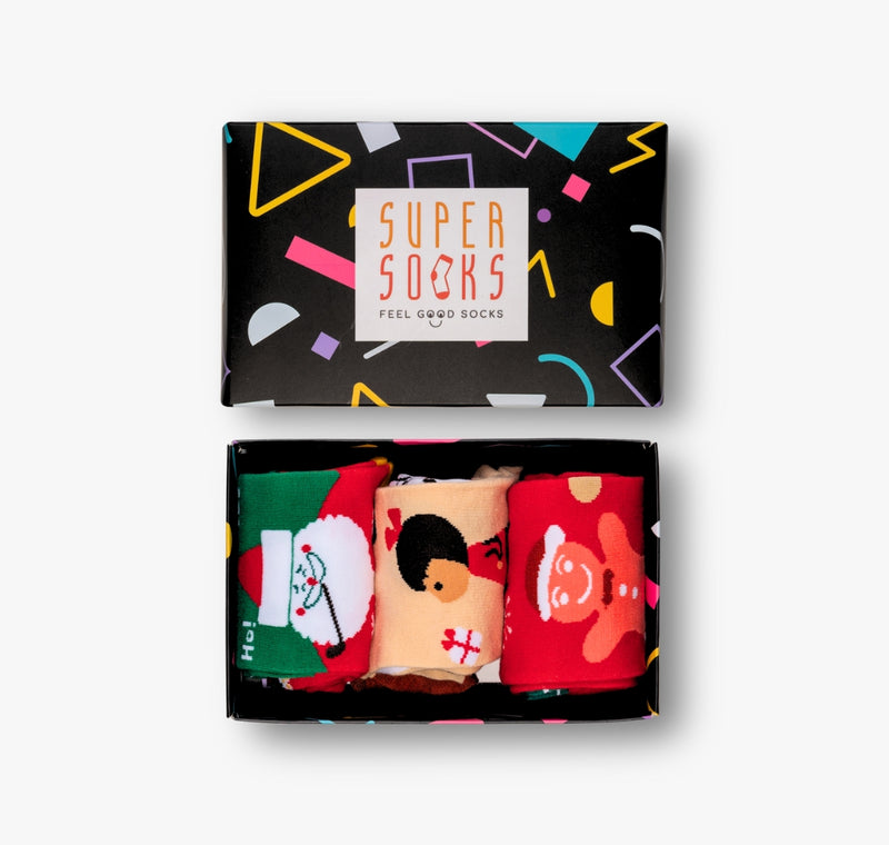 Geschenkset mit Weihnachtsocken fuer Damen Herren