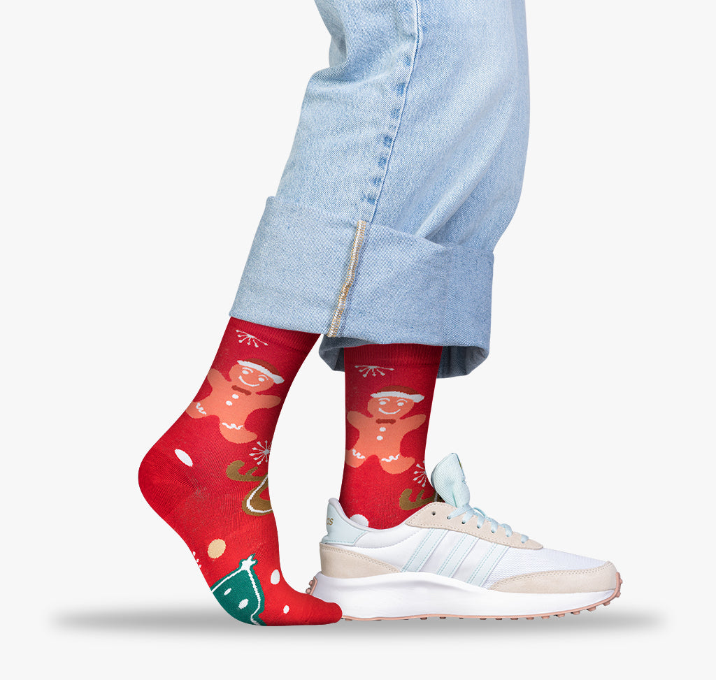 Gruen rote Damen Weihnachtssocken mit Rentier