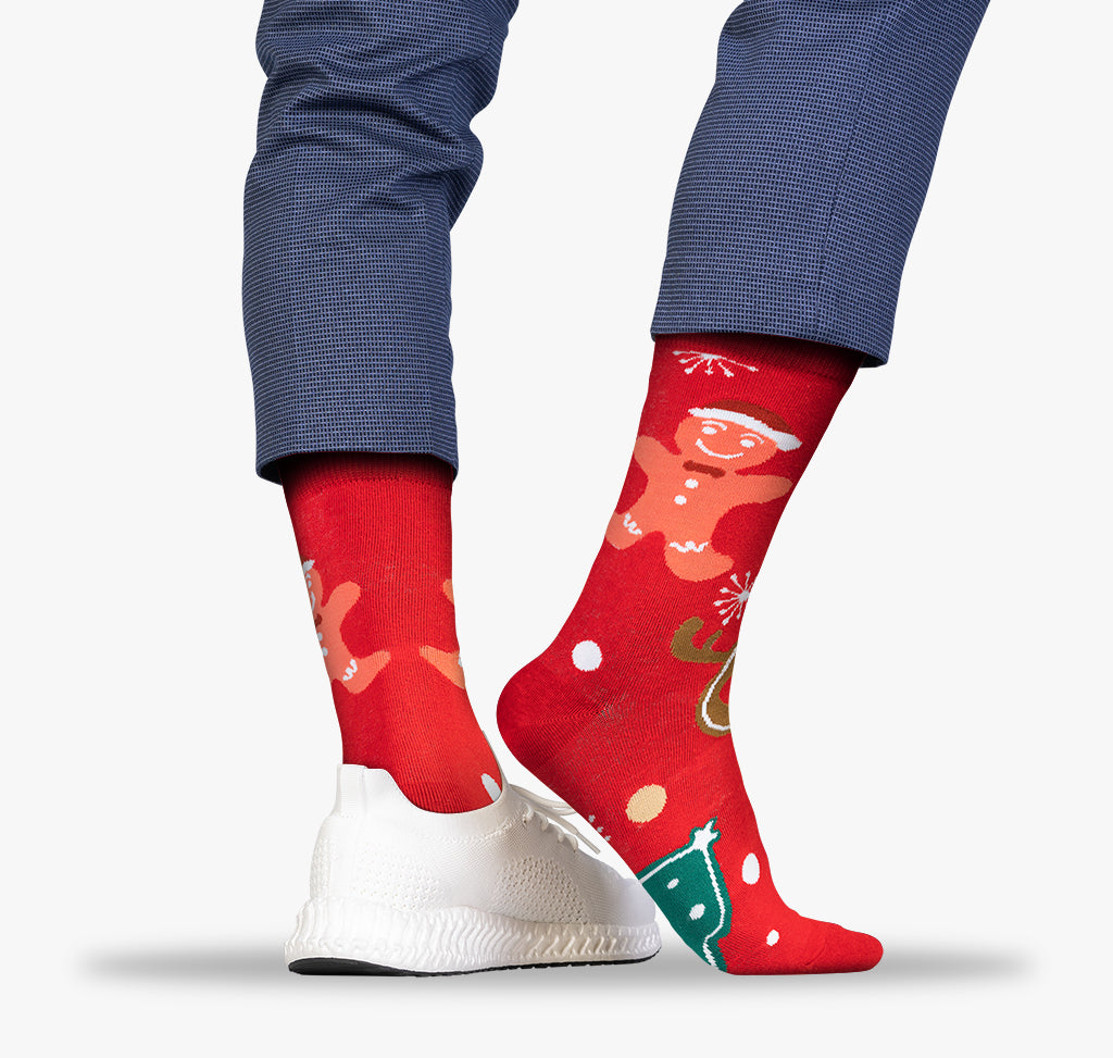 Herren Socken mit Rentier und Lebkuchen
