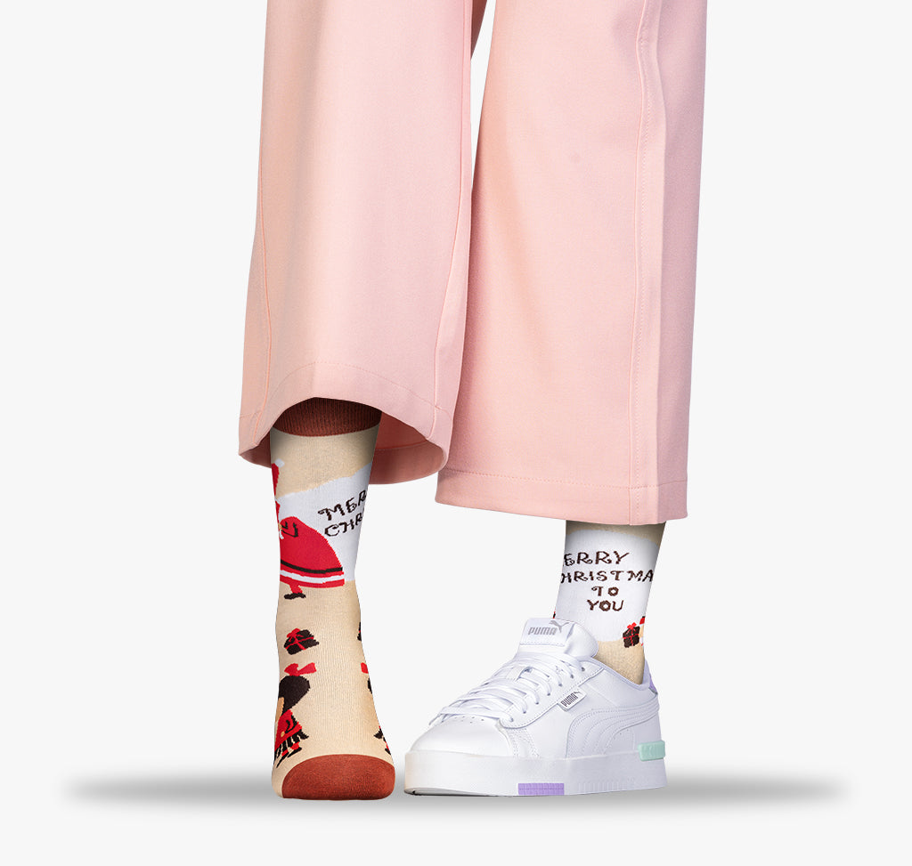 Socken mit Weihnachtsmann und Geschenke Damen