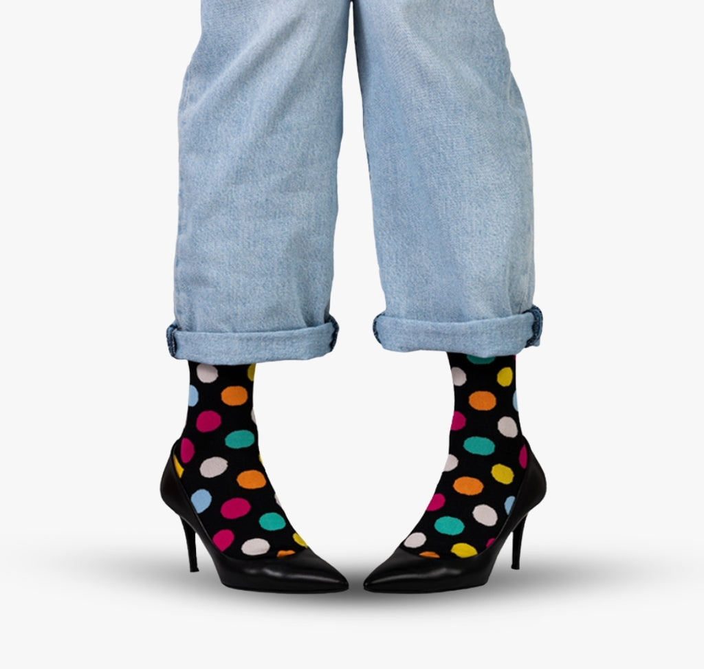 Ultimativ bunte gepunktete Socken Damen