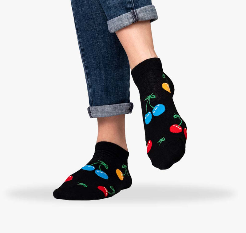 Bunte Sneaker Socken mit Kirschen für Damen