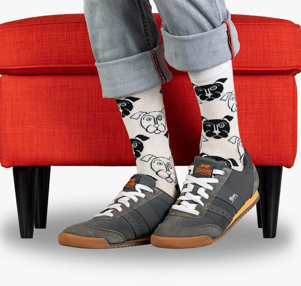 Weiße lustige Hunde Socken für Herren und Männer