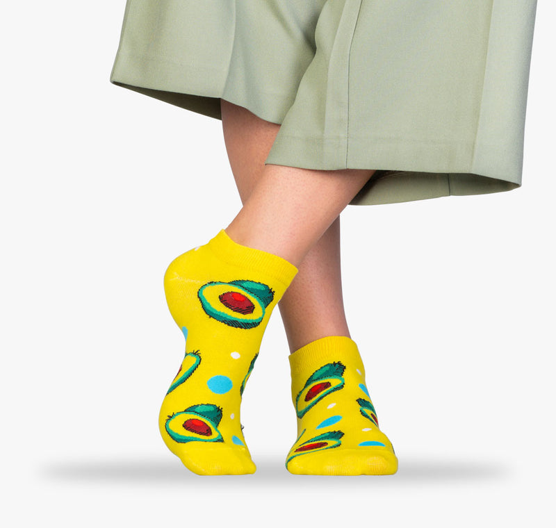 Gelbe Sneaker Socken mir Avocado Damen