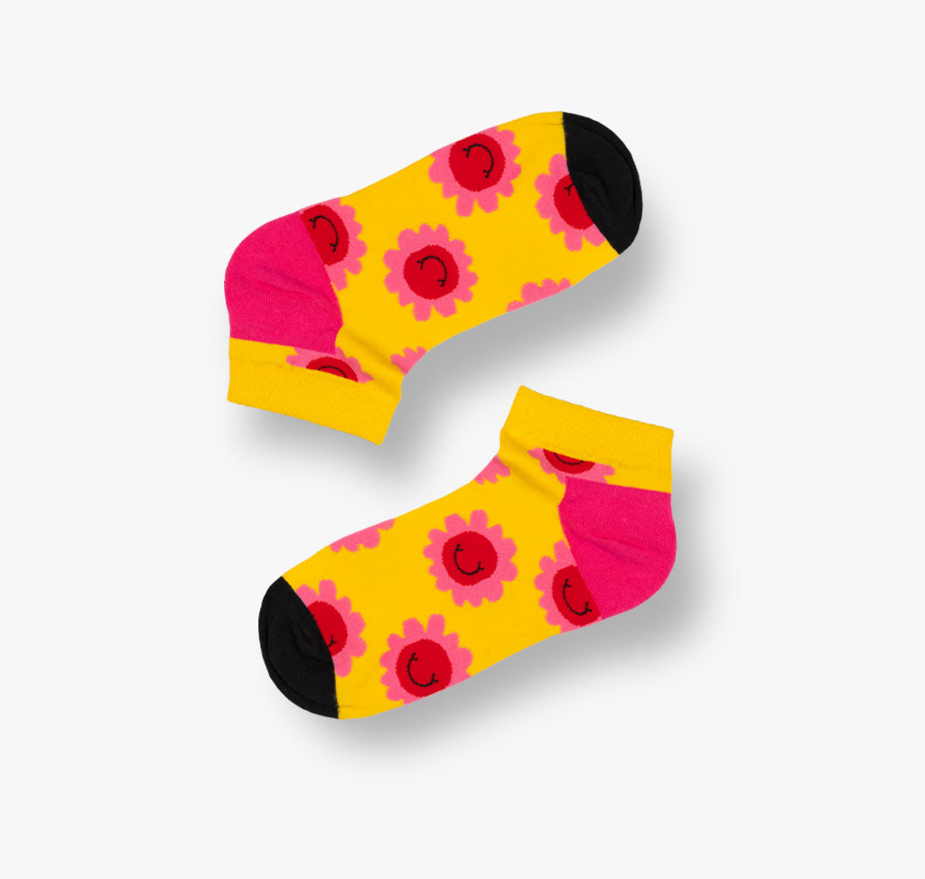 Gelbe Sneaker Socken mit Sonne