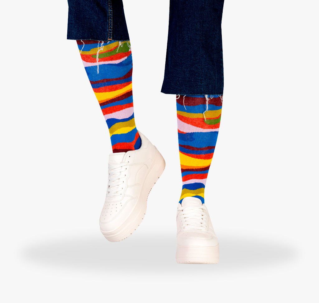 Kniestrümpfe Damen Regenbogenfarben