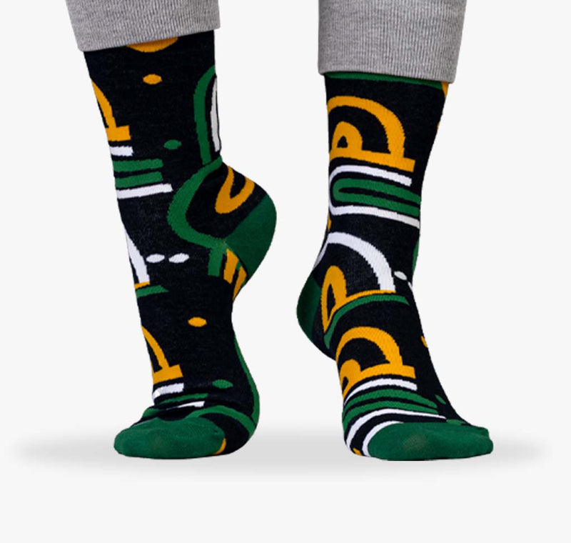 Damen Socken mit grünen weißen und gelben Designelementen