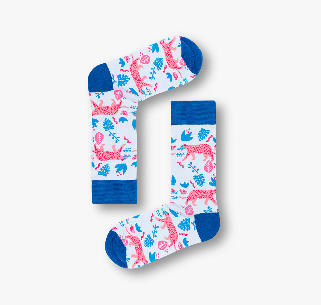 Lustige Socken mit pinken Leoparden und Panther für Damen und Frauen