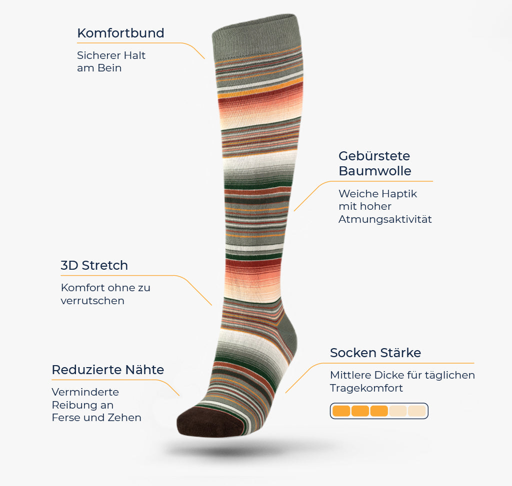 Gestreifte Kniestrümpfe Herren Infografik