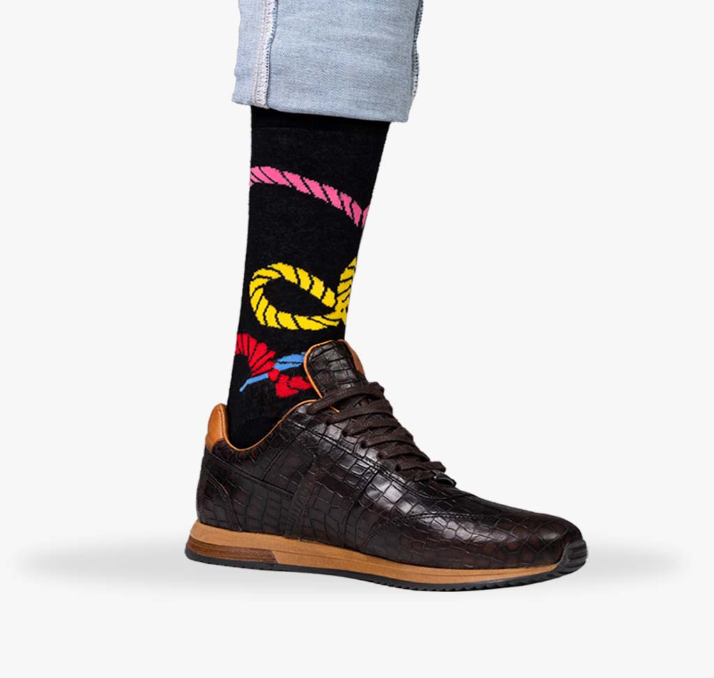 Bunter Herren Socken mit farbigen Tauen und Seilen