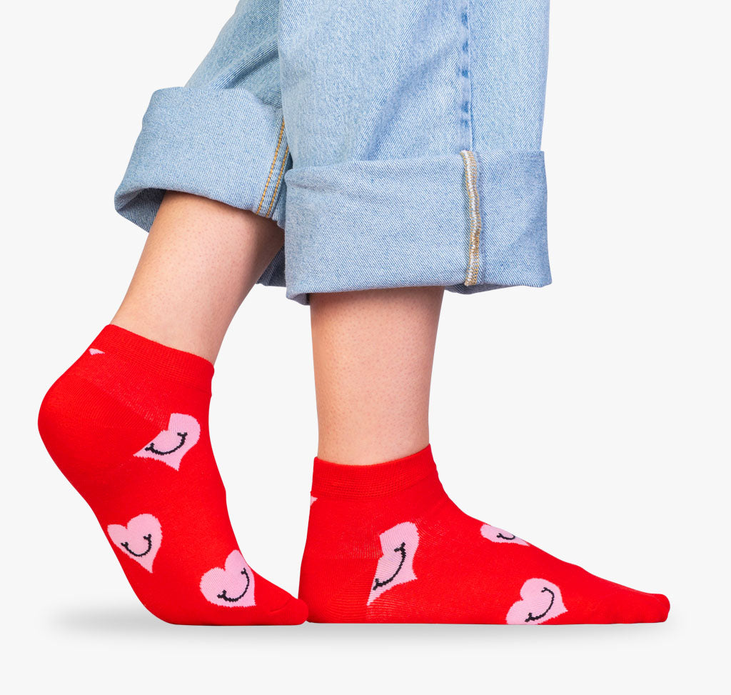 Frauen Sneaker Socken mit rosa Herzen