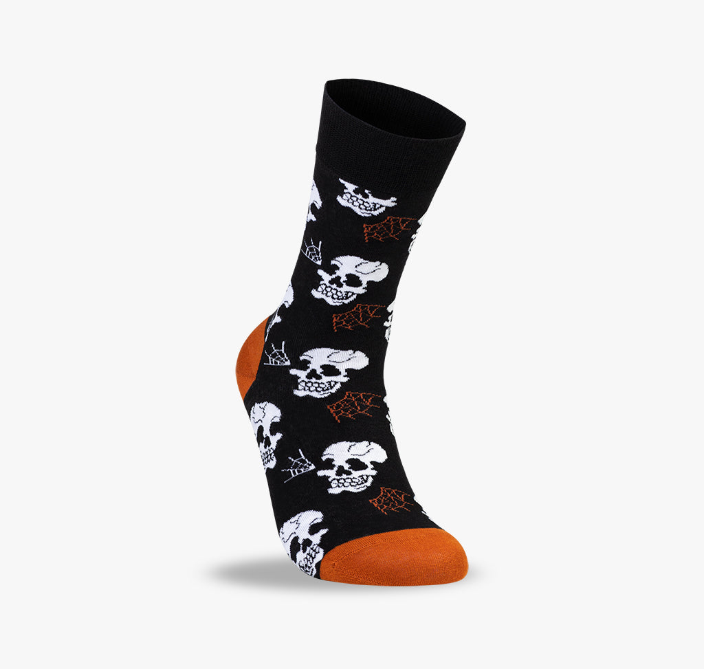 Lustige Halloween Socken mit bunten Totenköpfen für Herren und Damen