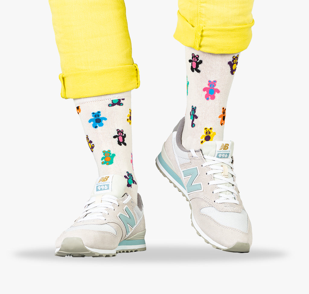 Lustige und bunte Damen und Frauen Socken mit Teddy Bären