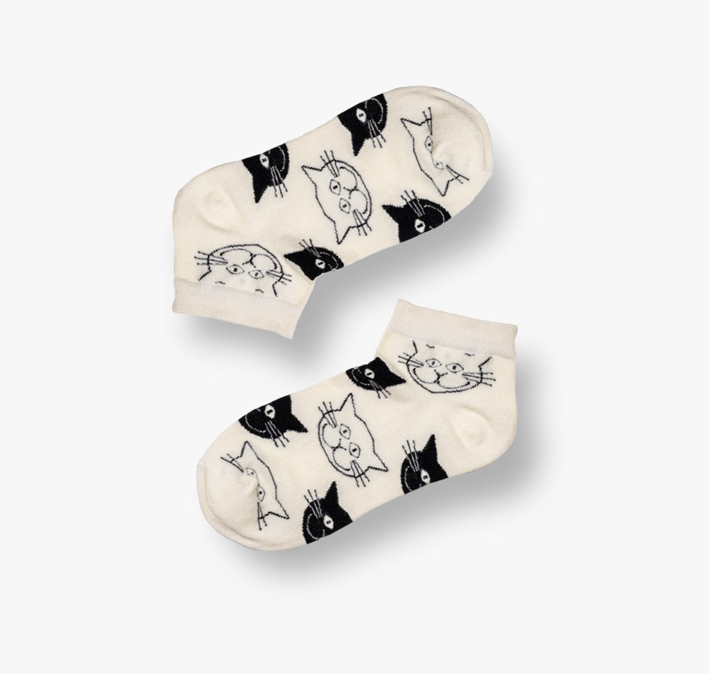 Weiße Katzen Sneakersocken