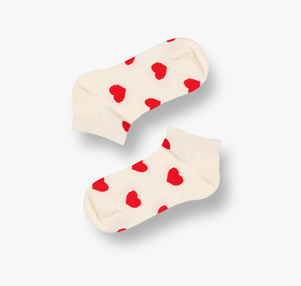 Weiße Sneaker Socken mit Herzen für Damen und Herren