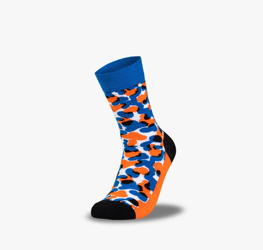 Blau Weiß Orange gemusterte Socken für Herren und Damen