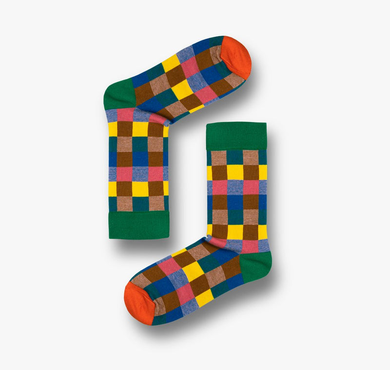 Karierte Socken für Herren und Damen mit buntem Muster