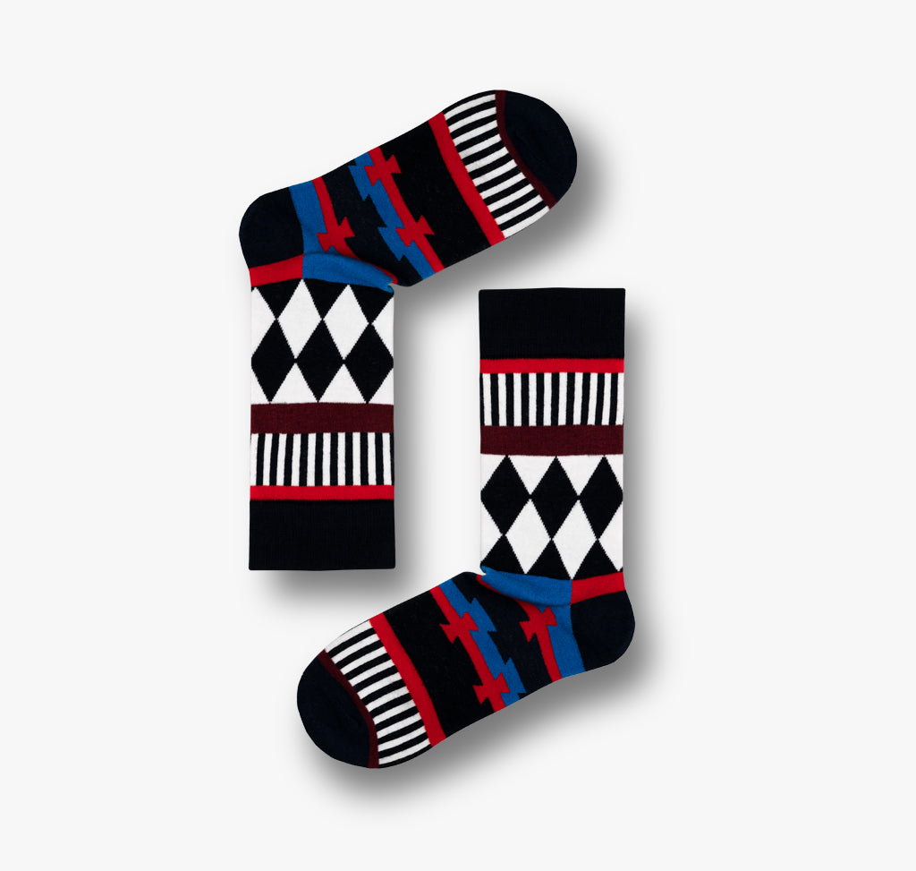 Bunte lustige gestreifte und gemusterte Socken für Damen und Herren