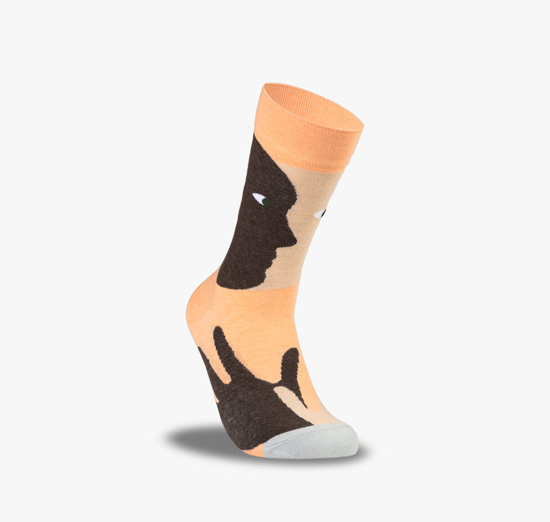 Rosa Socken mit schwarzem und weißem Menschengesicht für Herren und Damen