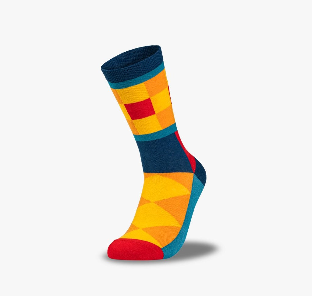 Bunte Socken für Herren und Damen mit farbigen Quadraten