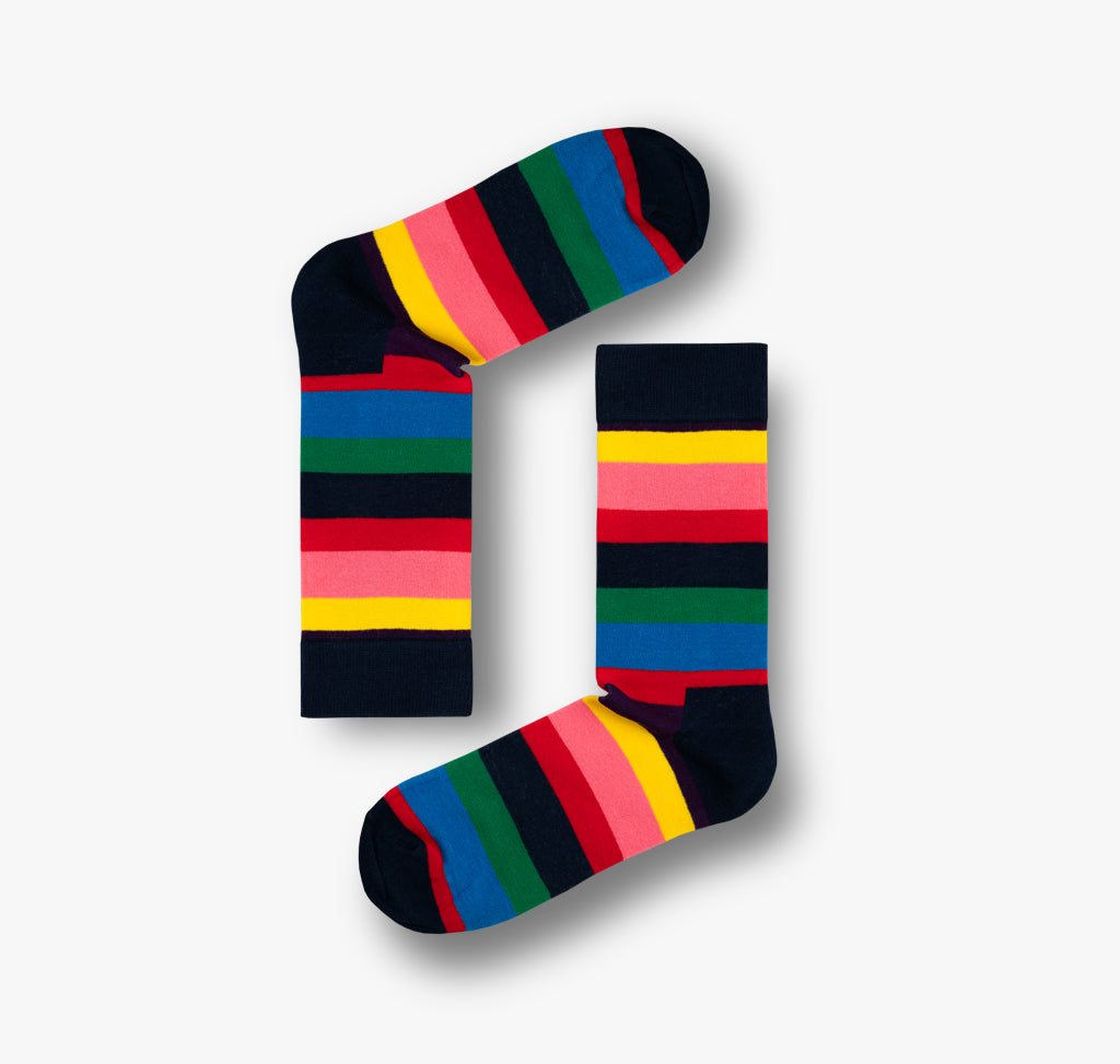 Herren und Damen Socken mit bunten Farben in schwarz blau rot gelb rosa und grün