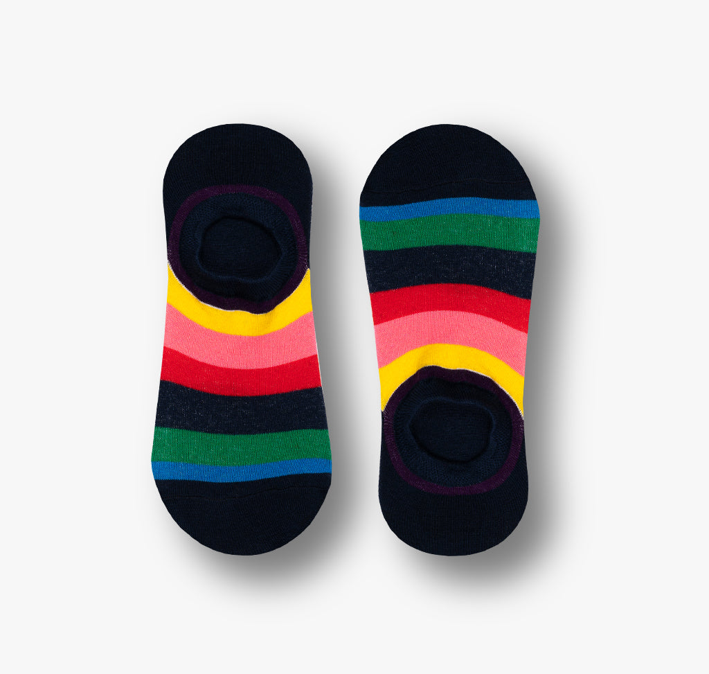 Füßlinge für Damen und Herren mit bunten Streifen