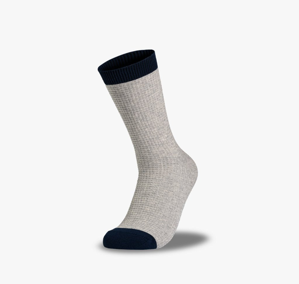 Graue Socken mit dunkelblauem Bund für Damen Herren Frauen und Männer