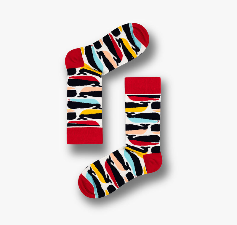 Bunte Socken mit lustigen Walen für Damen und Herren