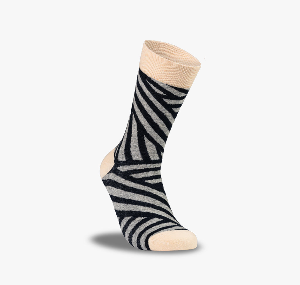 Damen und Herren Socken mit schwarz grau beigem Zebra Muster