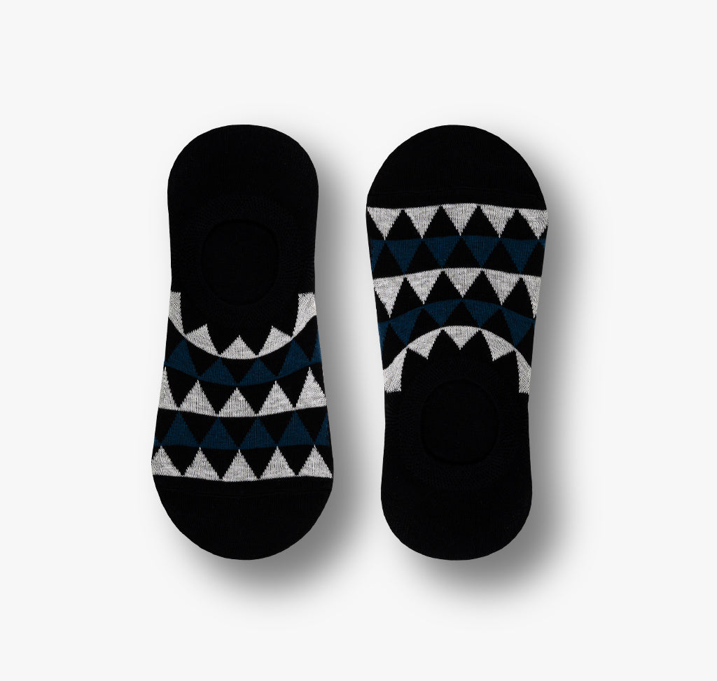 Füßlinge mit Silikon Einsatz an den Fersen für Damen und Herren mit Zickzack Muster